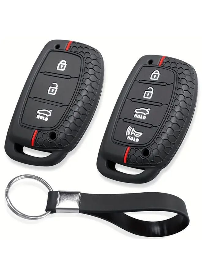 حافظة مفاتيح قابلة للطي بثلاثة أزرار Black Redline لهيونداي IX25 و IX35 وسوناتا وتوسان وإلانترا وأيونيك - Image 1